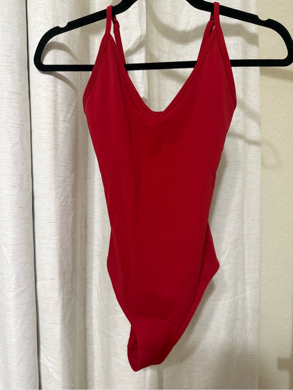 Garage Red V-Neck One-Piece Bodysuit